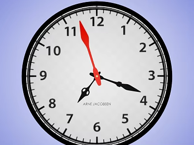 Round Wall Clock With White Dial Red Hands And Blue Background 3d model