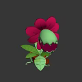 Cartoon Flower With Pink Petals Sharp Teeth And Green Leaves In Brown Pot