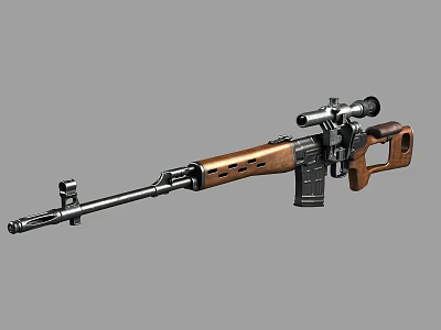 Tactical Rifle With Mounted Scope Wooden Stock And Metal Barrel Features 3d model