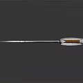 Unique Curved Blade Weapon With Silver Metal Serrated Edge And Brown Wooden Handle
