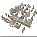 Architectural Model Of Urban Building Complex With Cardboard Material Various Shapes Light Brown And White