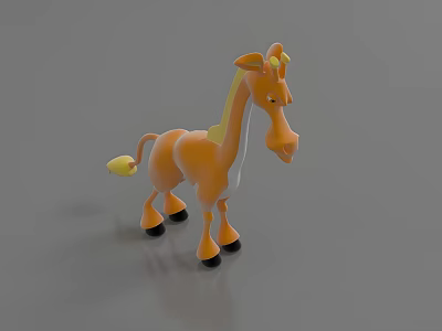 Cartoon Giraffe Toy Figure With Orange Body Yellow Mane Black Hooves And 3D Design 3d model