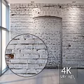 Detailed White Brick Wall Texture in 4K Resolution with Natural Light and Window View
