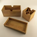 Durable Wooden Storage Boxes with Different Compartment Designs for Organizing Household Items 3d model