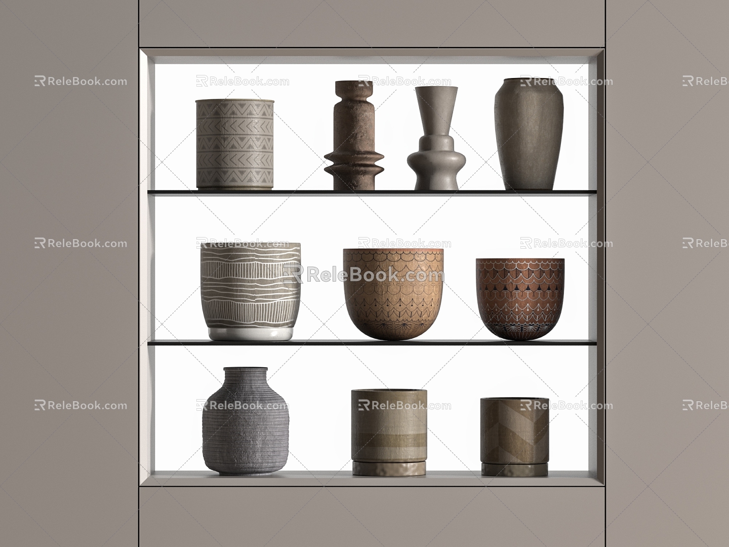 Qui Ji Ceramic Utensils, Pottery Pot Jewelry Ornaments, Pottery Pot 3d model