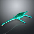 Realistic Turquoise Aquatic Reptile 3D Model With Long Neck Streamlined Body And Flippers