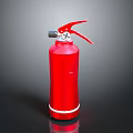 Red Fire Extinguisher With Red Handle Silver Nozzle And Reflective Surface