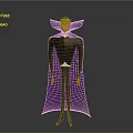 Cartoon Vampire Character In Black Suit With Purple Cape And Pointed Fangs