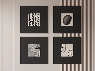 Middle Ancient Style Black and White Hanging Painting 3d model