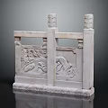 Traditional Stone Carved Balustrade With Animal Figures And Floral Patterns