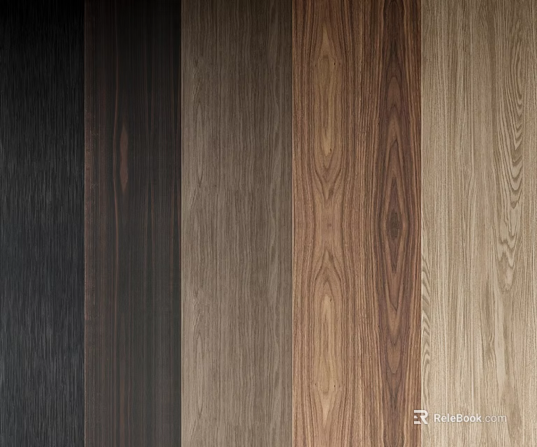 Natural Wood Wall Paneling Featuring Different Grain Patterns and Colors for Interior Design 3d model 