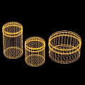 Three Piece Decorative Ornament Set With Wooden Bodies And Silver Round Lids