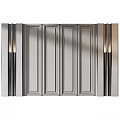 Elegant Modern Interior Wall Design With Wooden Panels Stone Texture And Wall Lamps