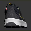 Dark Blue Safety Shoes Featuring Yellow Line Decorations Laces White Sole And Small Red Logo