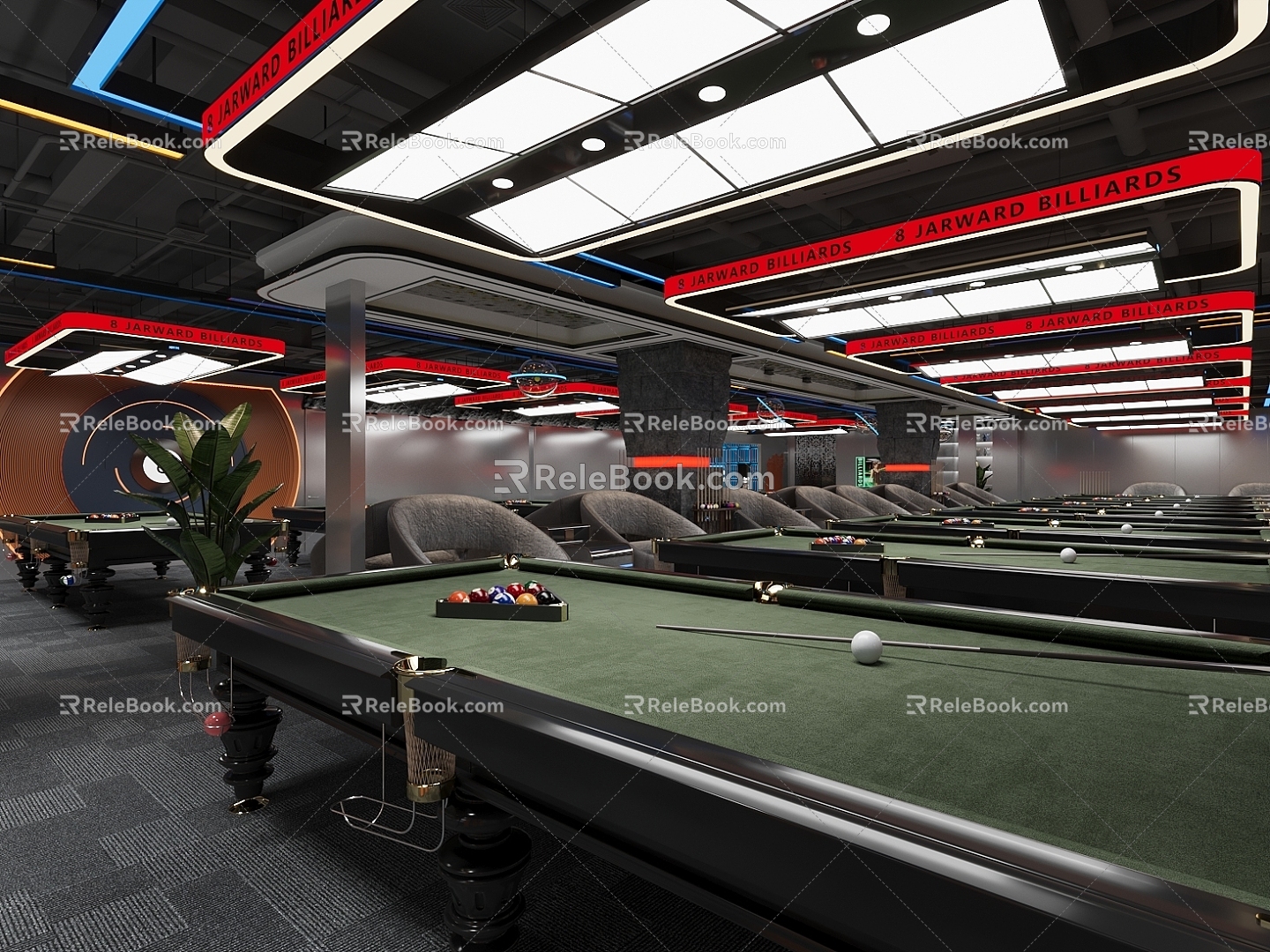 Modern Industrial Style Billiards Room Billiards Hall 3d model