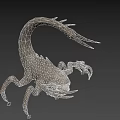 Mythical Monster Creature with Long Neck Multiple Legs and Sharp Teeth 3d model