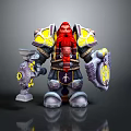 Dwarf Warrior Character With Red Beard Armored Shield Hammer And Yellow Accents