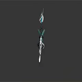 Futuristic Mechanical Spear With Silver Black Blue Green Accents And Sharp Tip