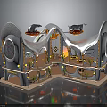 Unique Architectural Model With Decorative Roof Colorful Windows And Multi Level Structure