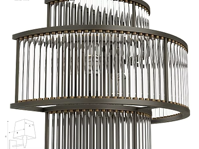 Modern Multi layer Wall Light With Metal Frame And Vertical Glass Strips 3d model