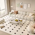 Modern Cream Style Sofa Coffee Table Combination Multi-person Sofa Coffee Table Fruit Plate Sofa Single-person Sofa Leisure Chair 3d model