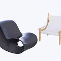 Stylish Single Sofa Designs Featuring Wooden Frame And Curved Black Shape 3d model