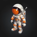 3D Astronaut Figure in White and Orange Space Suit with Helmet Design