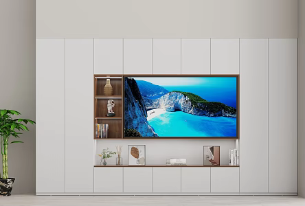 Modern TV Background Cabinet Full Wall TV Cabinet 3d model