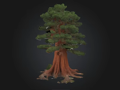 Majestic Tall Tree With Thick Trunk And Lush Green Foliage 3d model
