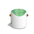 Green Velvet Sofa Stool with White Bird Shaped Design and Gold Button