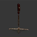 Antique Crossbow Weapon Traditional Design With Red Brown Stock And Metal Components
