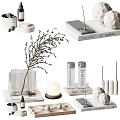 Stylish Decorative Ornament Set With Glass Vase Dried Twig Scented Candle And Geometric Decor