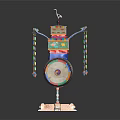 Colorful Traditional Musical Instrument Art Supplies Featuring Ornate Painted Structure And Hanging Beads