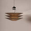 Minimalist Layered Paper Chandelier With Natural Finish Hanging In Modern Interior
