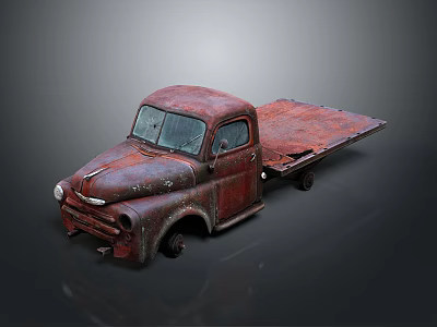 Rusty Vintage Old Flatbed Truck With Weathered Exterior And Classic Design 3d model