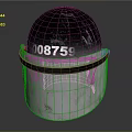 Glossy Black Spherical Helmet With Transparent Visor And Number 008759