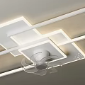 Modern Geometric Frame Ceiling Light With LED Strips Perforated Details And Ceiling Fan 3d model