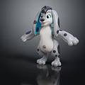Cartoon Spotted Dog Character Featuring Blue Inner Ears And Playful 3D Model Pose