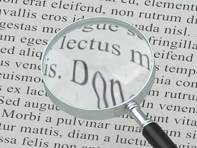 Elegant Decorative Ornament Set Featuring Magnifying Glass Over Classic Text Design 3d model