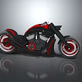 Sleek Black And Red Modern Motorcycle With Red Rims And Streamlined Body