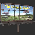 Rusty Billboard Displaying The Future is Bright With Green Grass Trees And Blue Sky