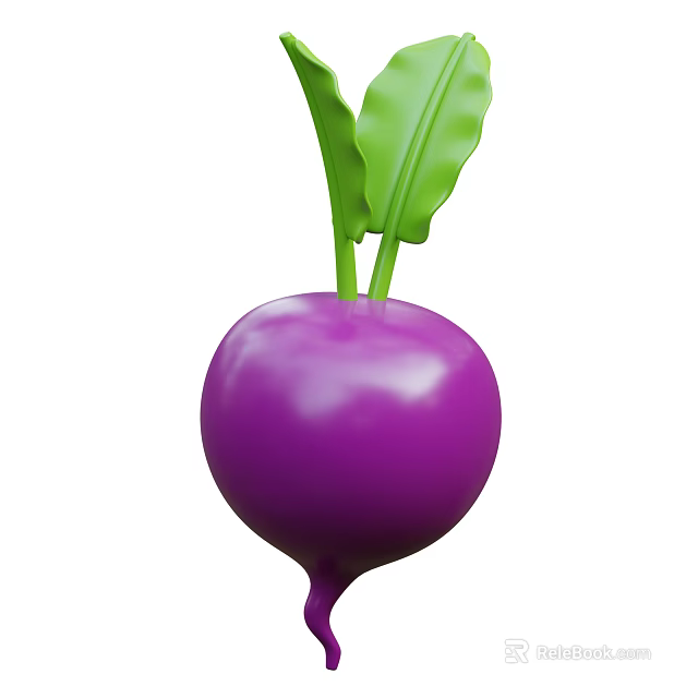 Healthy Purple Root Vegetable With Fresh Green Leaves And Smooth Surface 3d model 