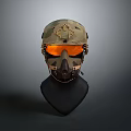 Tactical Military Weapon Helmet With Camouflage Design Orange Goggles And Face Mask