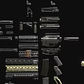 Weapon Parts Collection Featuring Gun Components Magazines Barrels And Sights