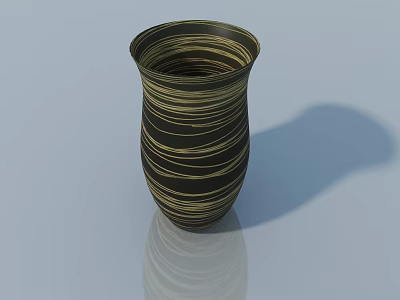 Modern Living Room Side Table With Black Gold Striped Design And Reflective Top 3d model