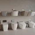 Modern Bathroom Toilets Display With Wall Mounted And Floor Standing Styles In Neutral Colors