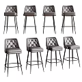 Modern Leather Bar Stools With Tufted Back Design And Metal Legs Set
