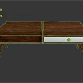 Modern Wooden Coffee Table With Slender Legs And Silver Drawer Smooth Surface