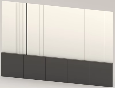 Modern Minimalist Interior Background Wall Design With White Smooth Surface And Black Cabinets 3d model