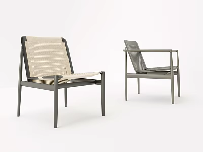 Modern Leisure Chairs with Metal Frame and Woven Seat Back for Stylish Interior Spaces 3d model